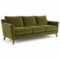 Canapé 3 places en velours vert olive avec pieds bois 220x92x82 cm