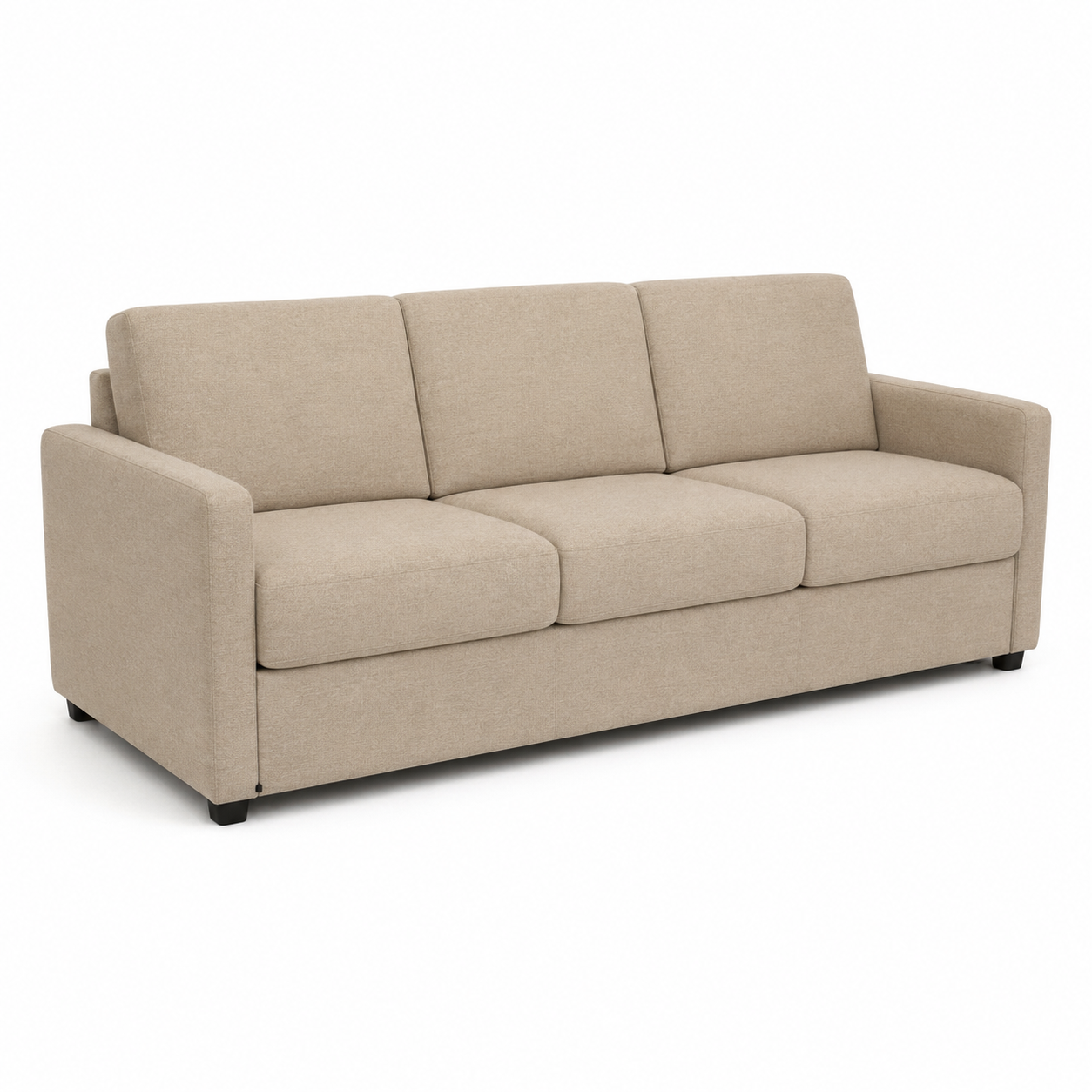 Canapé convertible 3 places en tissu beige 210x95x85 cm