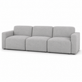Canapé modulable 3 éléments en tissu gris clair 240x95x75 cm