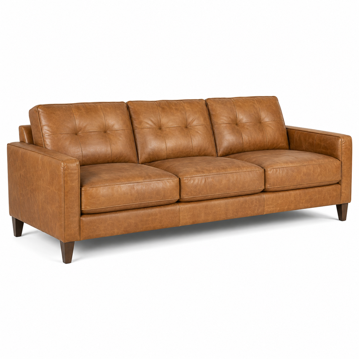 Canapé 3 places aspect cuir camel style vintage 215x90x82 cm