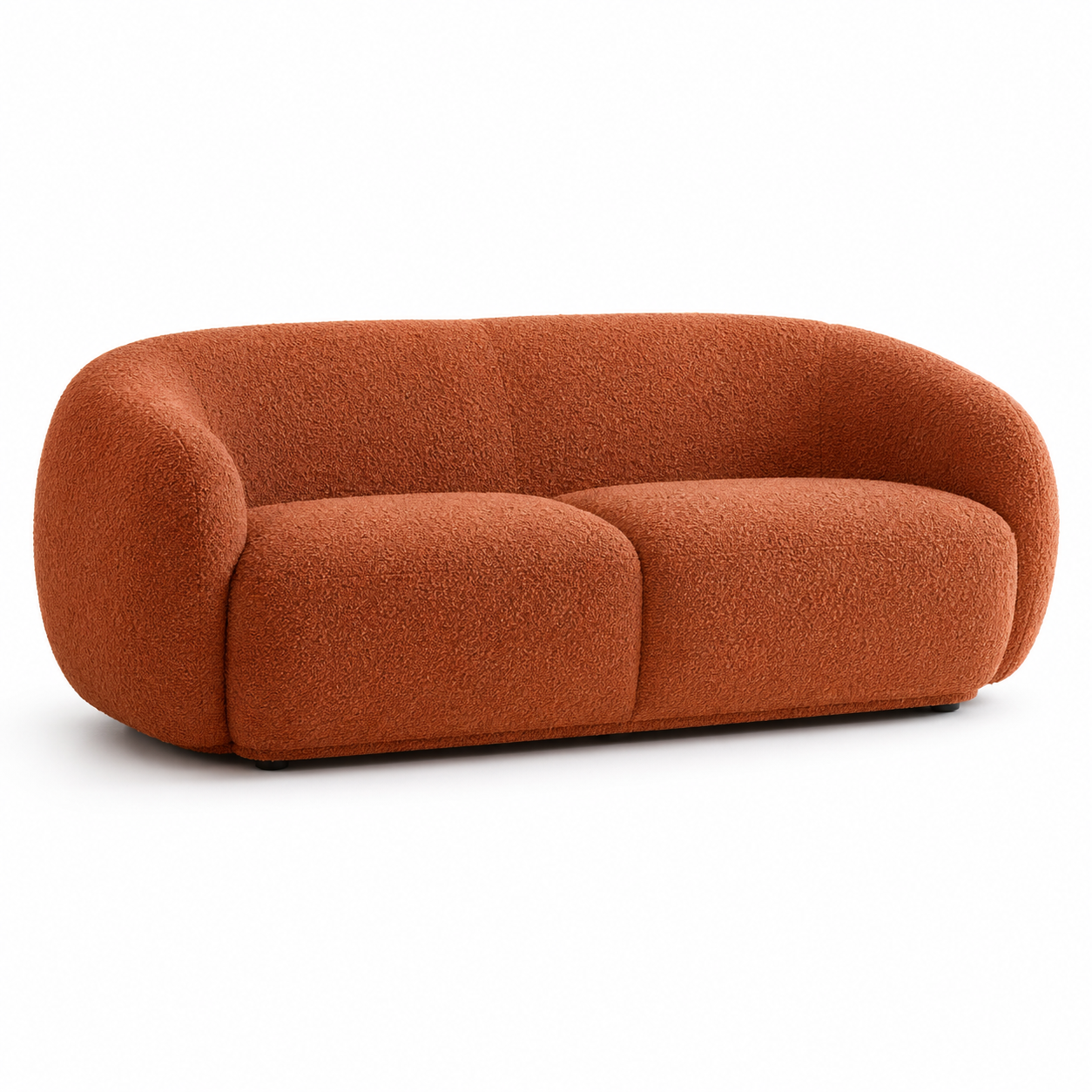 Canapé 2 places en tissu bouclé terracotta 170x90x78 cm