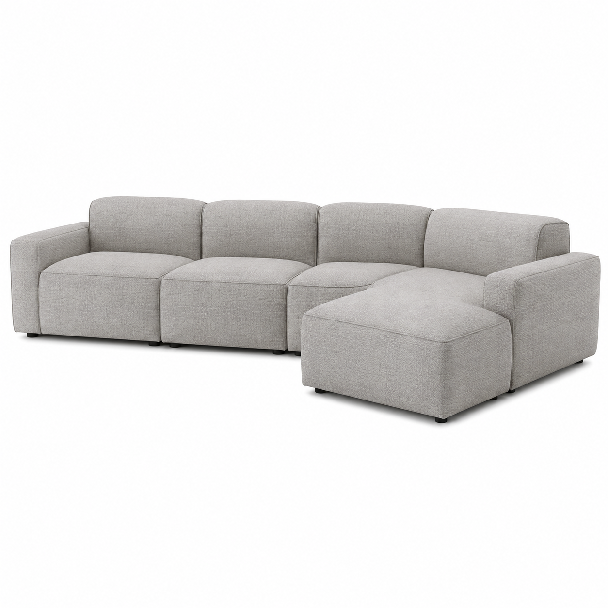 Canapé modulable 4 places en tissu gris perle 280x165x78 cm