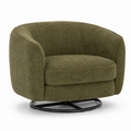 Fauteuil pivotant en tissu chenille vert olive 80x80x75 cm