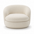 Fauteuil bas en tissu bouclé crème forme arrondie 85x85x72 cm