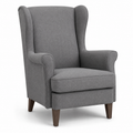 Fauteuil à dossier haut en tissu gris 78x85x100 cm
