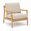 Fauteuil scandinave chêne clair et tissu beige 74x80x82 cm