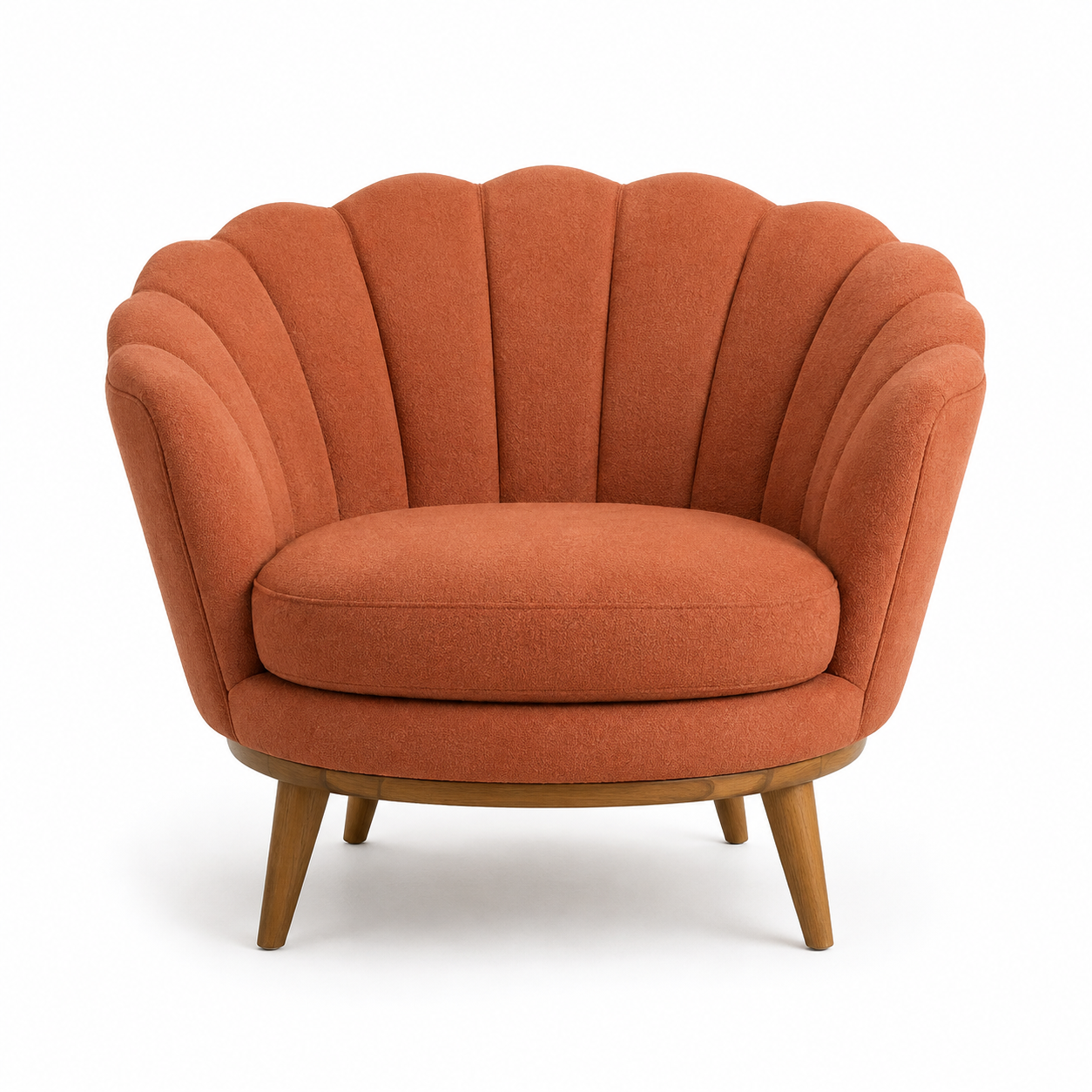 Fauteuil coquille en tissu terracotta 80x78x75 cm