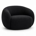 Fauteuil arrondi en tissu bouclé noir 82x84x76 cm