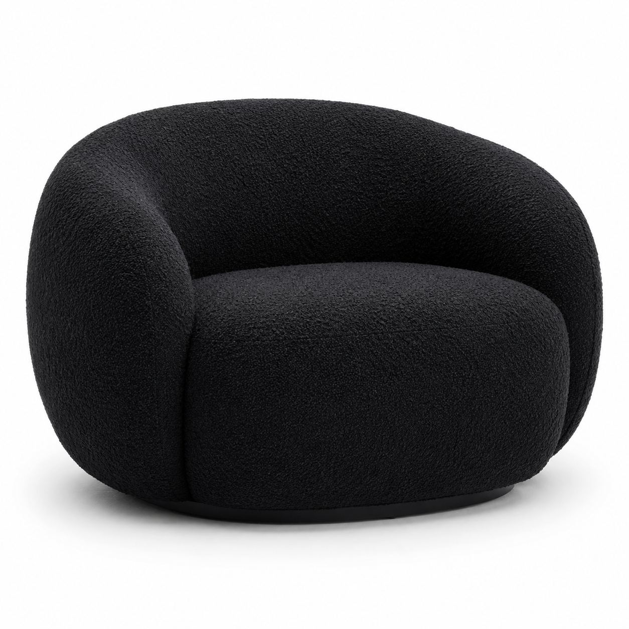 Fauteuil arrondi en tissu bouclé noir 82x84x76 cm