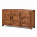 Buffet en acacia massif brun avec 3 portes 160x45x82 cm