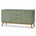 Buffet vert sauge avec pieds en bois 140x40x82 cm