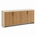 Enfilade effet travertin beige et chêne 180x45x80 cm