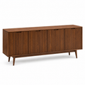 Buffet long effet noyer à portes rainurées 200x45x80 cm