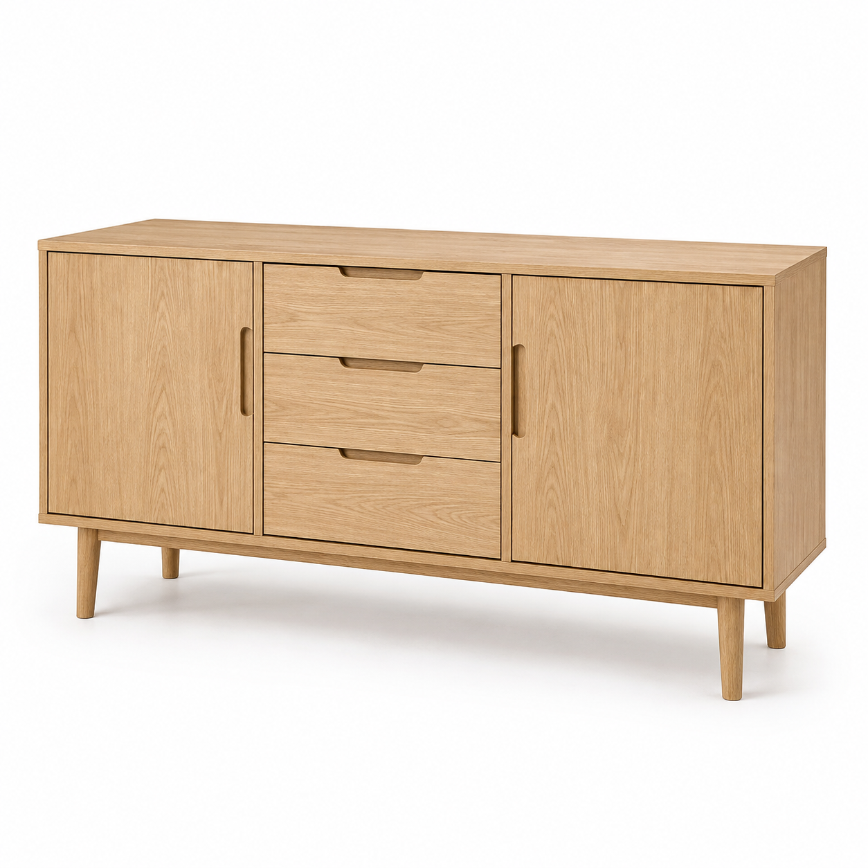 Enfilade chêne clair 2 portes et 3 tiroirs 170x42x78 cm